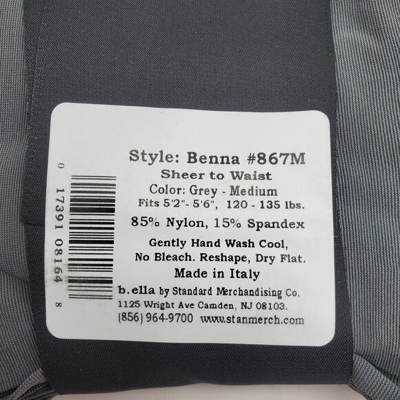 Luxury Grey Sheer to Waist Tights MEDIUM B.ella 70 Denier Italian Microfiber NWT - Picture 4 of 6